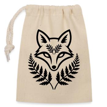 Fuchs Kopf Farn Blätter Wappen - Verschließbarer Geschenkbeutel aus Baumwolle (14x20cm) - Natur - Vorne
