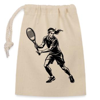 Tennis player - Closable cotton gift bag (14x20cm) - nature - Front