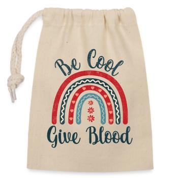 Be cool, give Blood! with rainbow - Verschließbarer Geschenkbeutel aus Baumwolle (14x20cm) - Natur - Vorne