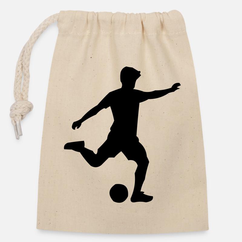 fußball - Verschließbarer Geschenkbeutel aus Baumwolle (14x20cm) - Natur