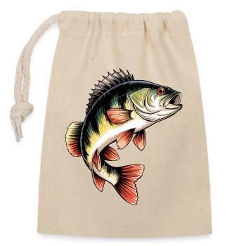 Perch Motif - Closable cotton gift bag (14x20cm) - nature - Front