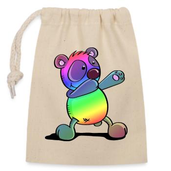Panda coloré - Dab Dance - Tamponnage - Panda - Sac cadeau en coton avec cordon (14 x 20 cm) - nature - Devant
