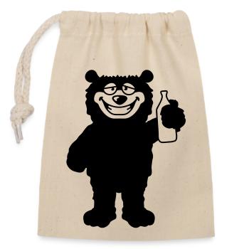 drunk_bear - Closable cotton gift bag (14x20cm) - nature - Front