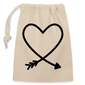 Coeur flèche amour amitié force idée cadeau - Sac cadeau en coton avec cordon (14 x 20 cm) - nature - Devant