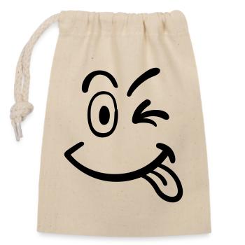 smiley - Verschließbarer Geschenkbeutel aus Baumwolle (14x20cm) - Natur - Vorne