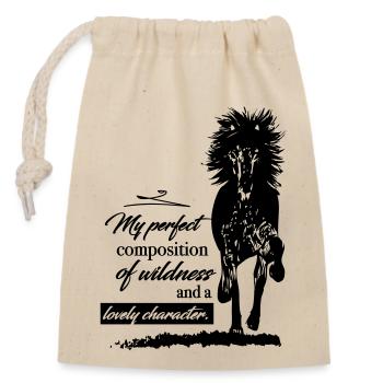 Icelandic Horse – My perfect composition - Verschließbarer Geschenkbeutel aus Baumwolle (14x20cm) - Natur - Vorne