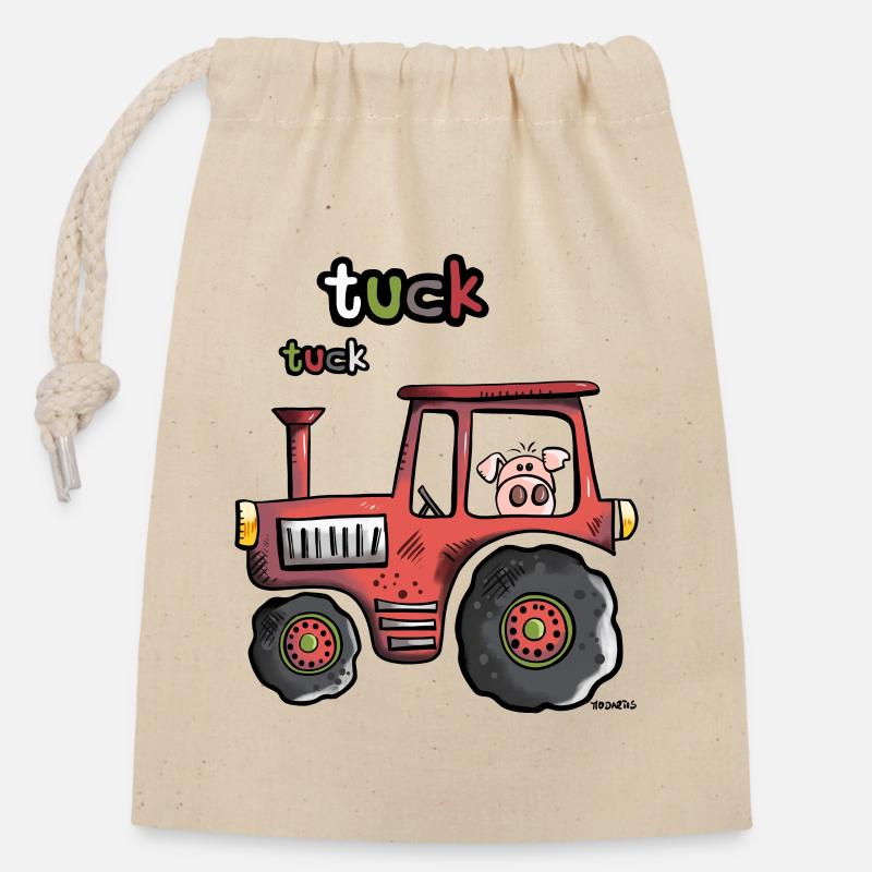 Farmer Pig - Closable cotton gift bag (14x20cm) - nature