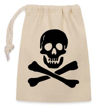 Pirate flag Skull with crossed bones - Closable cotton gift bag (14x20cm) - nature - Front