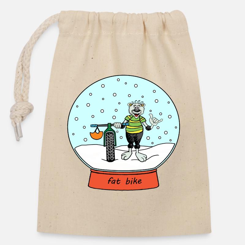 Schneeball - Verschließbarer Geschenkbeutel aus Baumwolle (14x20cm) - Natur