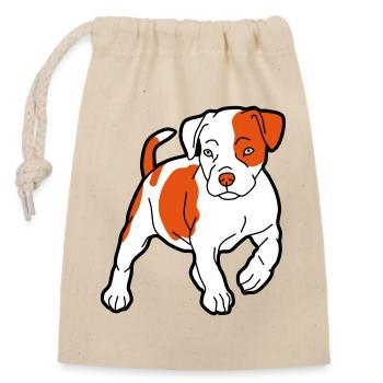 Orangener Hund Cartoon Muster - Verschließbarer Geschenkbeutel aus Baumwolle (14x20cm) - Natur - Vorne