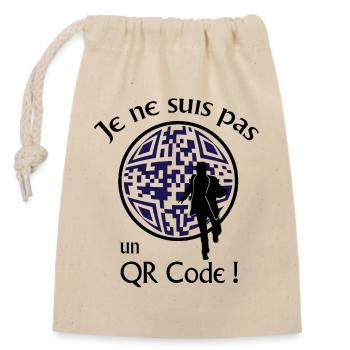 Je ne suis pas un QR-Code ! Message Parodie Série - Sac cadeau en coton avec cordon (14 x 20 cm) - nature - Devant