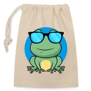 Grenouille cool - Sac cadeau en coton avec cordon (14 x 20 cm) - nature - Devant