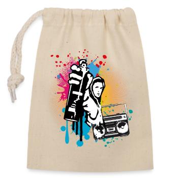 pulvérisateur de motifs d’art de rue cool avec ghetto blaster - Sac cadeau en coton avec cordon (14 x 20 cm) - nature - Devant