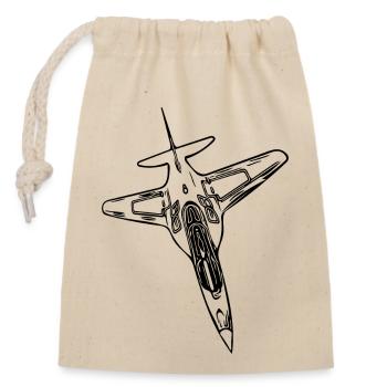 Élégant avion Jet Flyer - Sac cadeau en coton avec cordon (14 x 20 cm) - nature - Devant