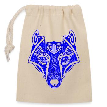 Viking Wolf blau transparent - Verschließbarer Geschenkbeutel aus Baumwolle (14x20cm) - Natur - Vorne