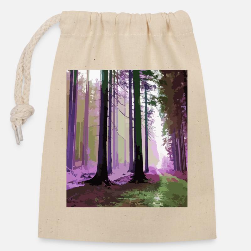 Forêt de nuages hantée - Sac cadeau en coton avec cordon (14 x 20 cm) - nature