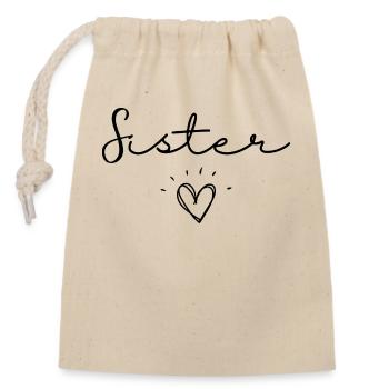 sister - Closable cotton gift bag (14x20cm) - nature - Front