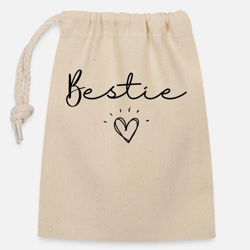 Bestie - Verschließbarer Geschenkbeutel aus Baumwolle (14x20cm) - Natur