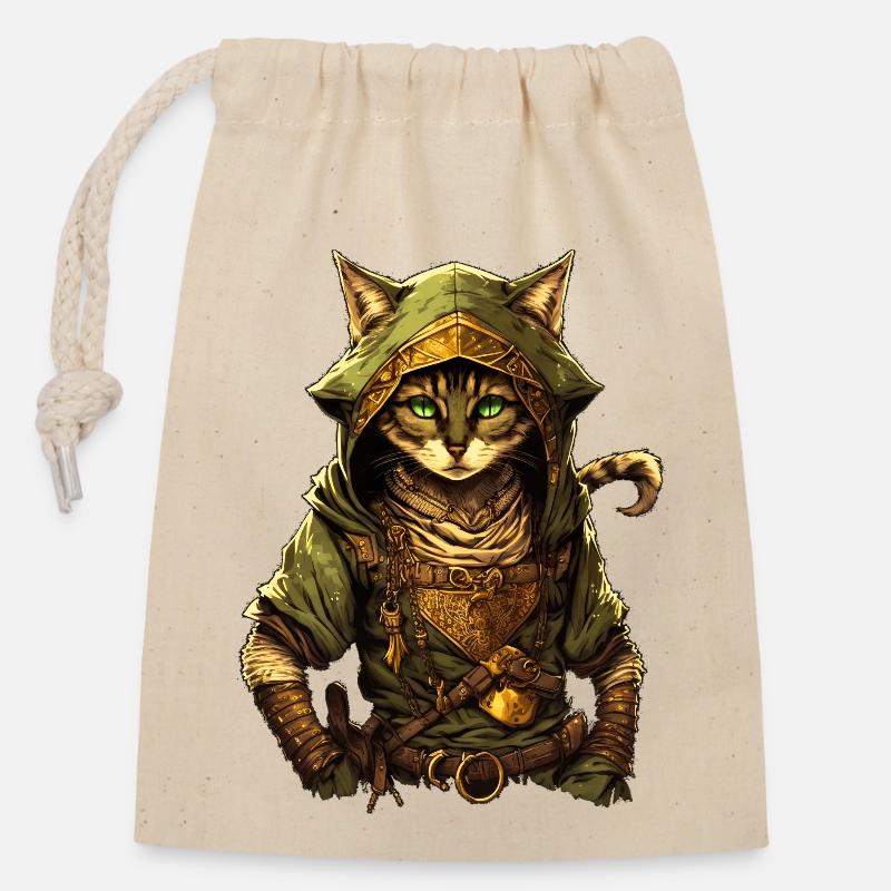Link chat - Sac cadeau en coton avec cordon (14 x 20 cm) - nature