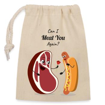 Meat You Again - Meat lovers - Closable cotton gift bag (14x20cm) - nature - Front