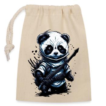 panda - Closable cotton gift bag (14x20cm) - nature - Front