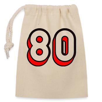 80. 80 YEARS. 80TH ANNIVERSARY. BIRTHDAY 80 YEARS. - Closable cotton gift bag (14x20cm) - nature - Front