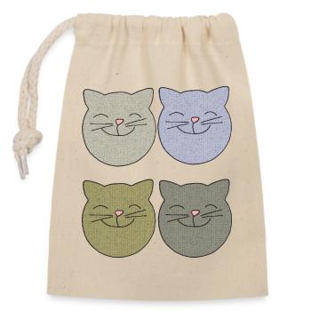 Pack Chats 4 - Sac cadeau en coton avec cordon (14 x 20 cm) - nature - Devant