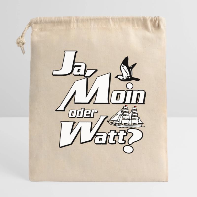 Ja Moin oder Watt? Sac cadeau en coton avec cordon (14 x 20 cm)