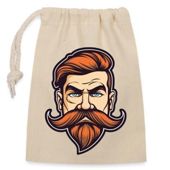 Mustache Man - Verschließbarer Geschenkbeutel aus Baumwolle (14x20cm) - Natur - Vorne