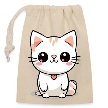 Minima la petite chatte - Sac cadeau en coton avec cordon (14 x 20 cm) - nature - Devant
