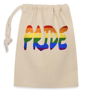 Lettrage LGBT+ Pride - Sac cadeau en coton avec cordon (14 x 20 cm) - nature - Devant