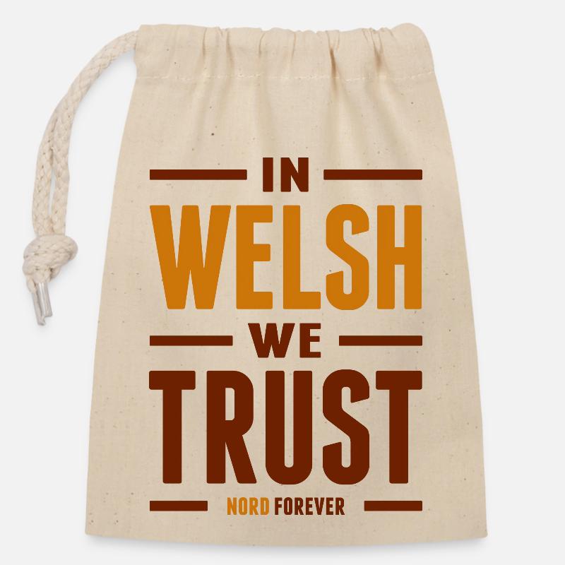 In Welsh we trust - Sac cadeau en coton avec cordon (14 x 20 cm) - nature
