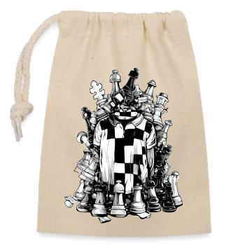 Maillot du jeu d'échecs - Sac cadeau en coton avec cordon (14 x 20 cm) - nature - Devant
