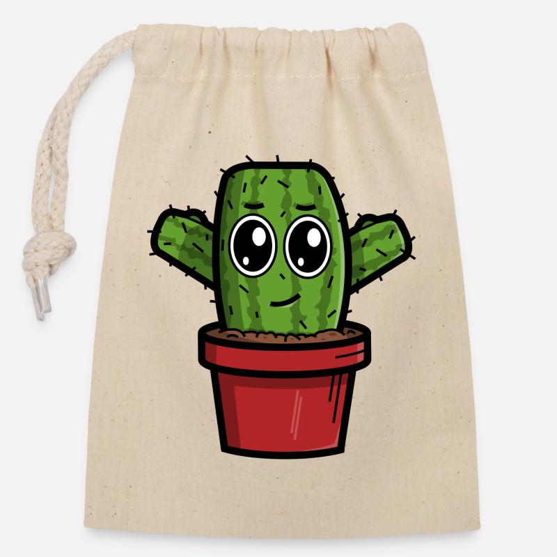 Baby Cactus - Closable cotton gift bag (14x20cm) - nature