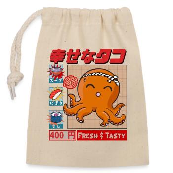 Happy Squid - Fresh & tasty - Verschließbarer Geschenkbeutel aus Baumwolle (14x20cm) - Natur - Vorne