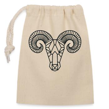 Ram - Aries - Closable cotton gift bag (14x20cm) - nature - Front