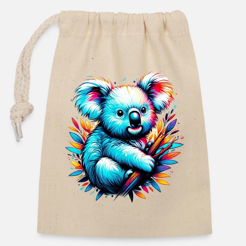Koala - Verschließbarer Geschenkbeutel aus Baumwolle (14x20cm) - Natur