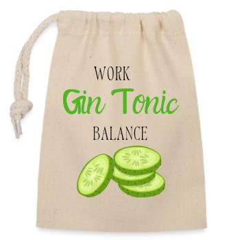 work-tonic-balance - Verschließbarer Geschenkbeutel aus Baumwolle (14x20cm) - Natur - Vorne