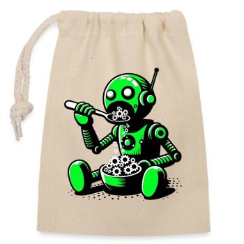 Außerirdischer außerirdischer Roboter - Verschließbarer Geschenkbeutel aus Baumwolle (14x20cm) - Natur - Vorne
