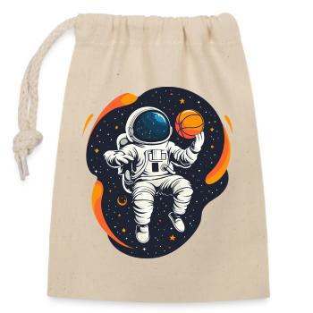 Astronaute jouant au basket-ball dans l’espace - Design amusant - Sac cadeau en coton avec cordon (14 x 20 cm) - nature - Devant