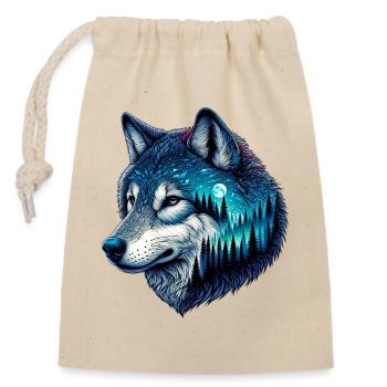 Loup - Sac cadeau en coton avec cordon (14 x 20 cm) - nature - Devant