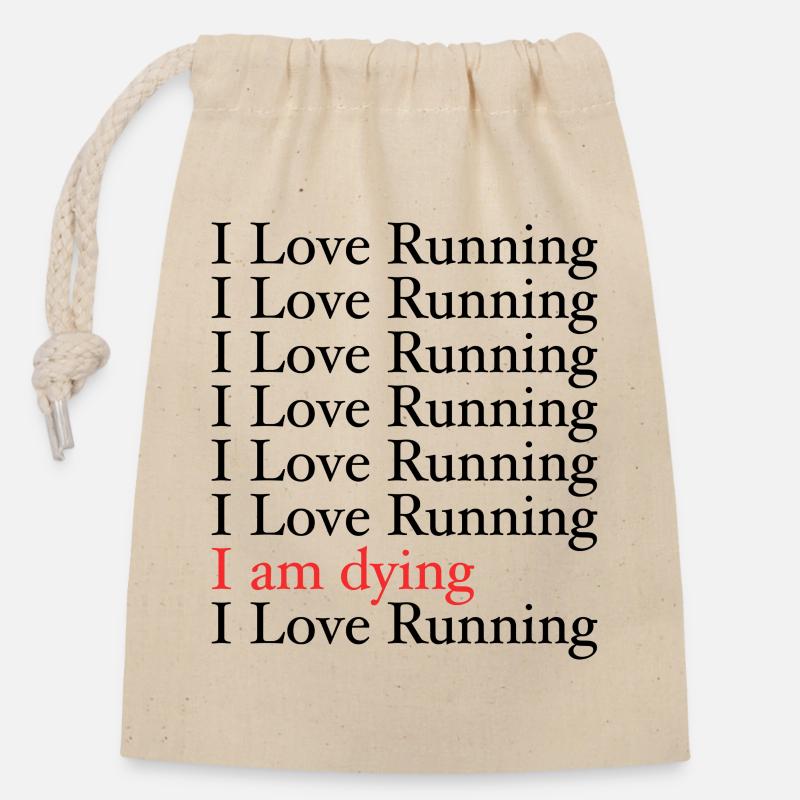 I Love Running - Sac cadeau en coton avec cordon (14 x 20 cm) - nature