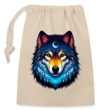 Loup - Sac cadeau en coton avec cordon (14 x 20 cm) - nature - Devant