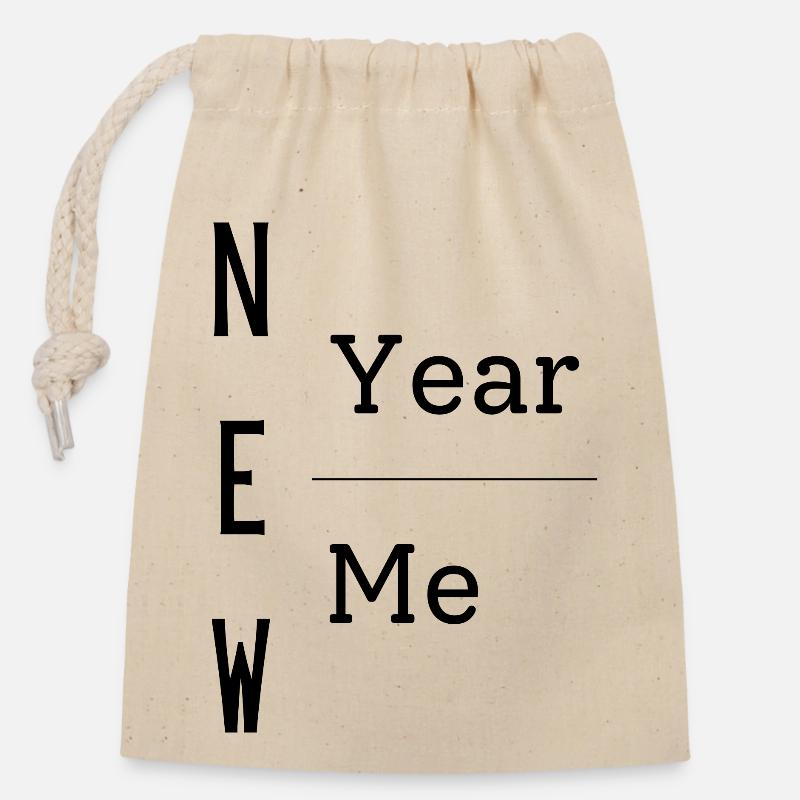 New Year New Me - Closable cotton gift bag (14x20cm) - nature