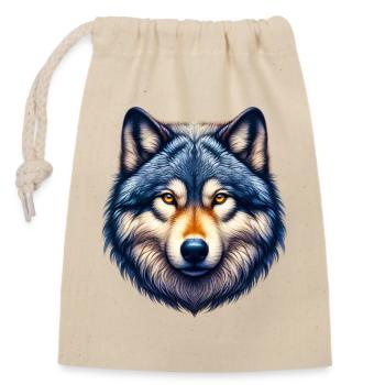 Wolf - Closable cotton gift bag (14x20cm) - nature - Front