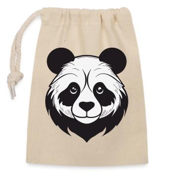 Illustrative panda with gentle features - Closable cotton gift bag (14x20cm) - nature - Front