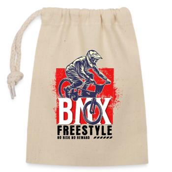 BMX vélo motard cascade freestyle vintage - Sac cadeau en coton avec cordon (14 x 20 cm) - nature - Devant