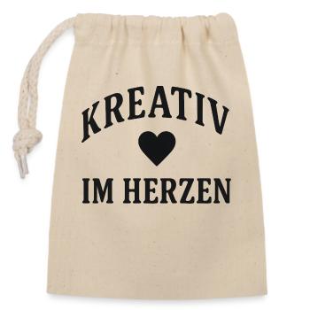 Herz Kreativ - Verschließbarer Geschenkbeutel aus Baumwolle (14x20cm) - Natur - Vorne