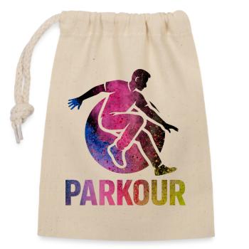 Parkour Jump - Design urbain dynamique - Sac cadeau en coton avec cordon (14 x 20 cm) - nature - Devant