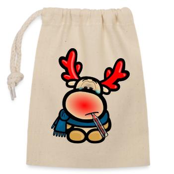 Renne Elmondo a la grippe - Sac cadeau en coton avec cordon (14 x 20 cm) - nature - Devant